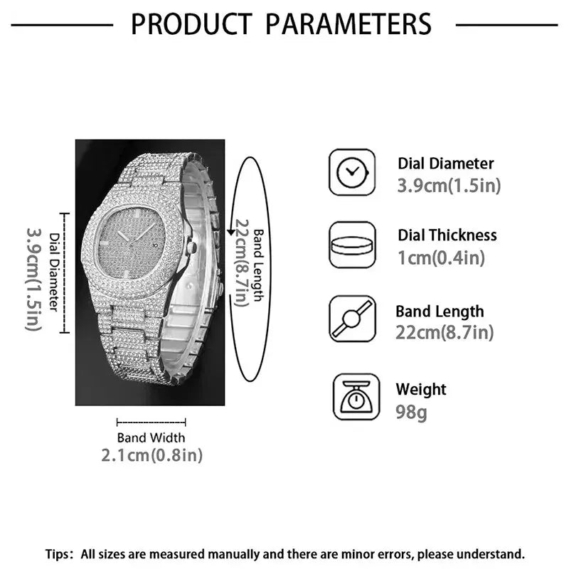 Luxury Men's Stainless Steel Watch – Sports Quartz with Calendar, Luminous Dial, Business Casual.