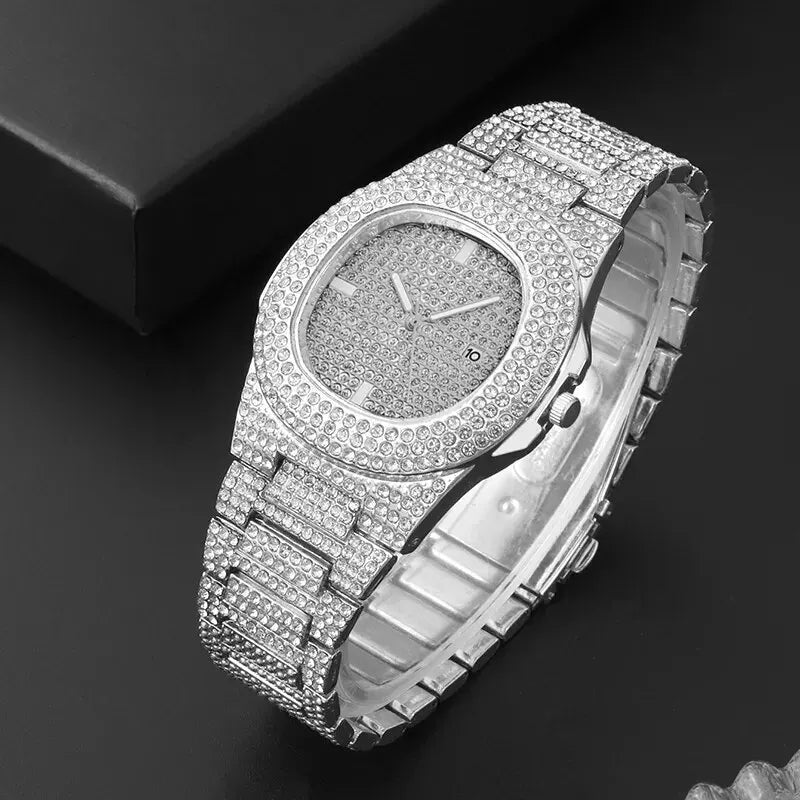 Luxury Men's Stainless Steel Watch – Sports Quartz with Calendar, Luminous Dial, Business Casual.