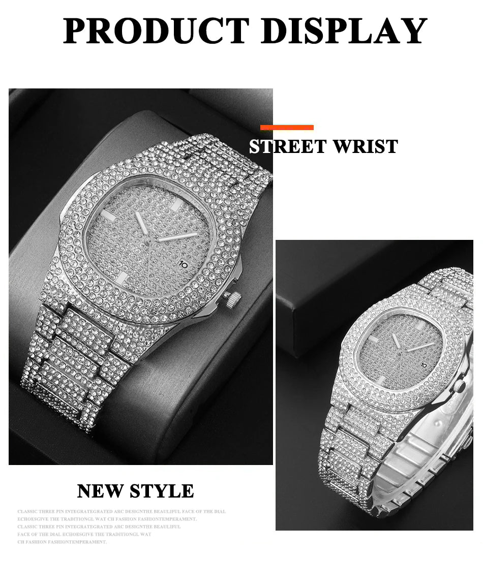 Luxury Men's Stainless Steel Watch – Sports Quartz with Calendar, Luminous Dial, Business Casual.